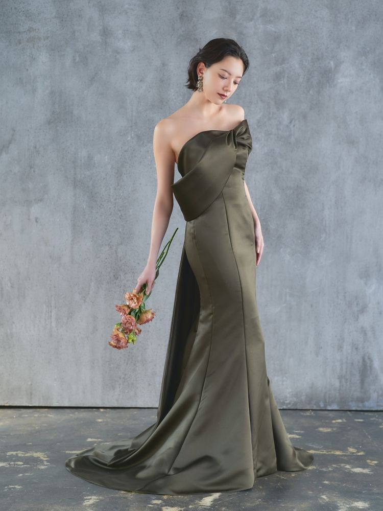 パーティードレス マーメイド グリーン ロング オフショルダー 二次会 |