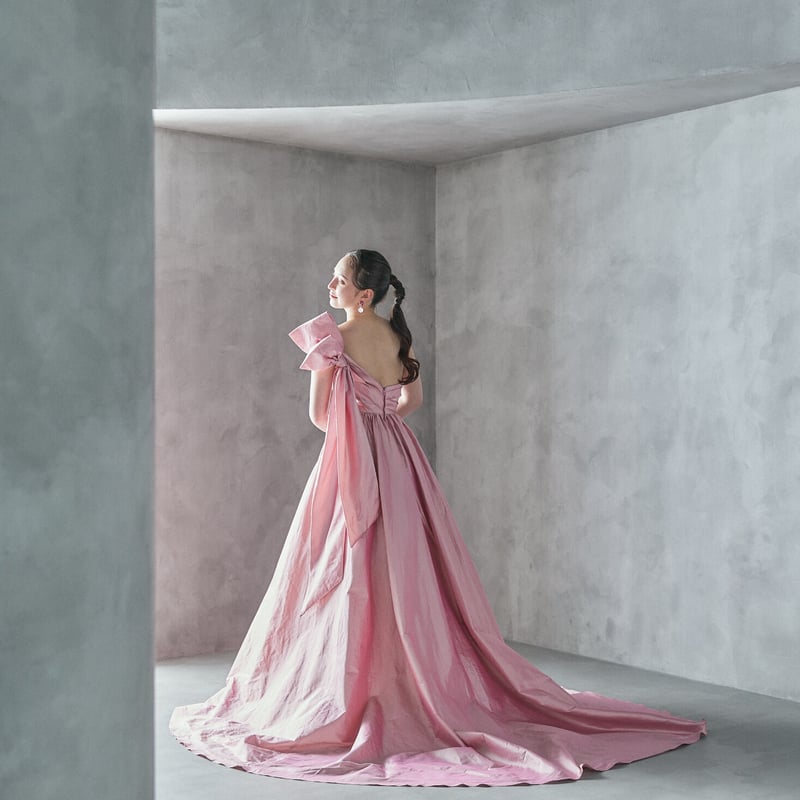 カラードレス】アシンメトリー アンクル丈 Aラインドレス