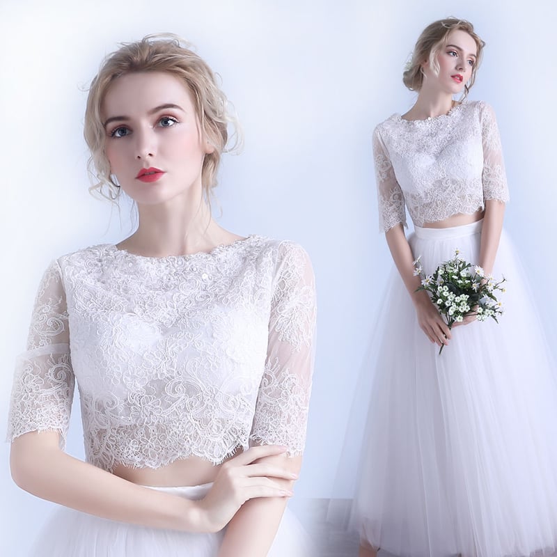 ウエディングドレス 人気上昇 ホワイト ツーピース セパレート 結婚式