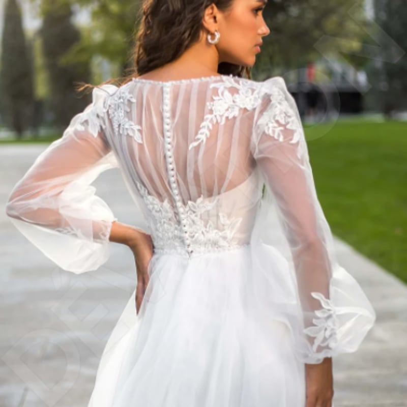 憧れのドレス ドレス ソフトチュール Aライン ミニトレーン シースルー  