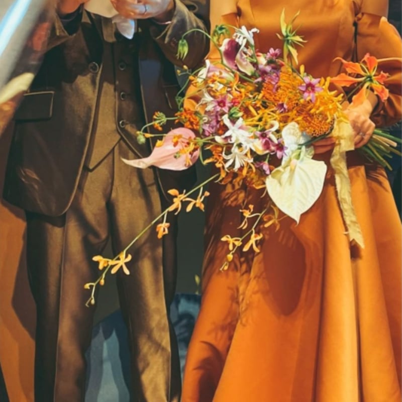 人気上昇！ カラードレス パーティードレス オレンジ 2次会 前撮り  