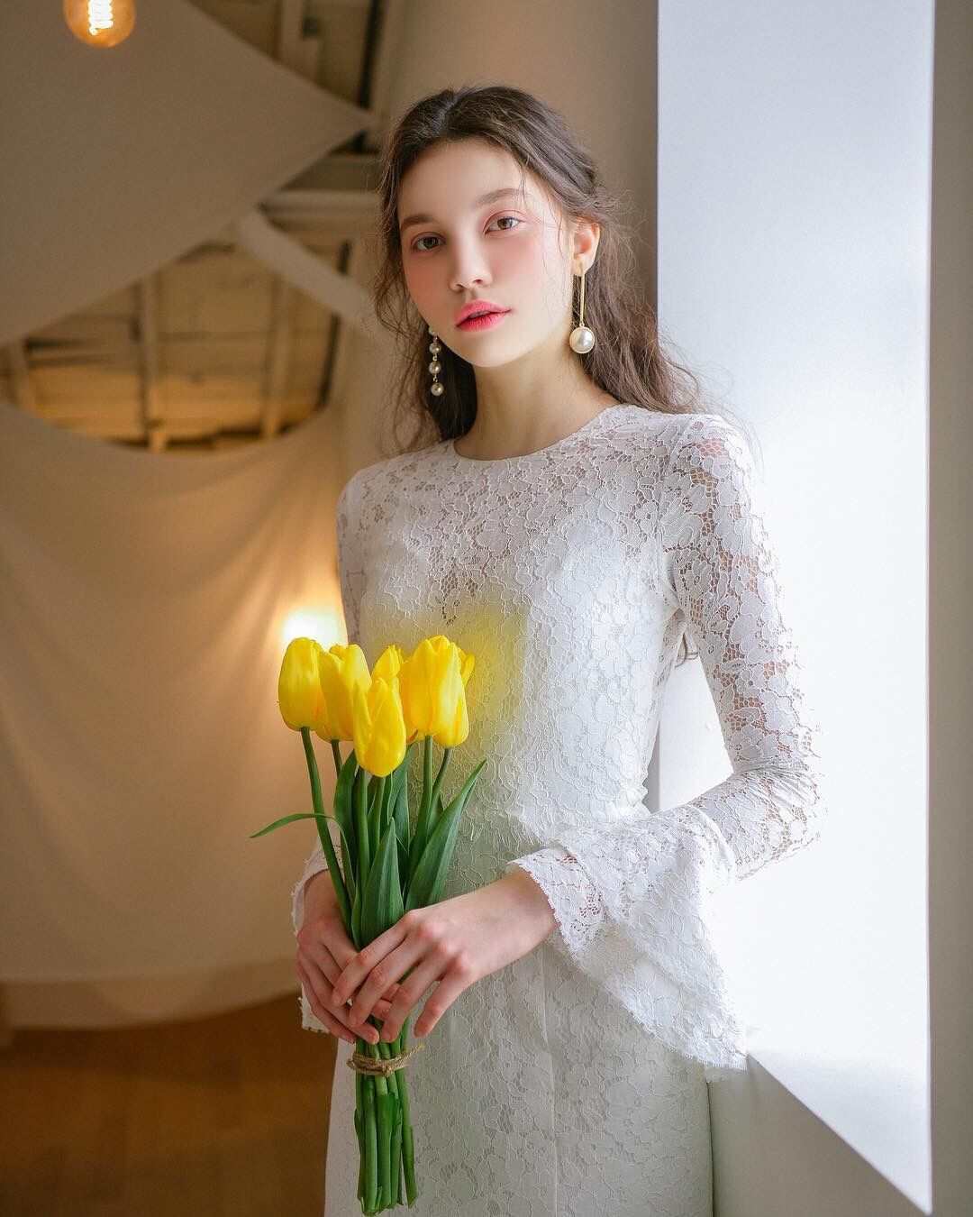 フランス風 フレア袖 マーメイドライン ウエディングドレス 優雅な  