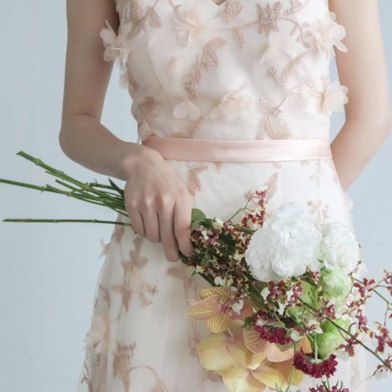 フランス風 Vネック キャミソール ウエディングドレス 前撮り 3D立体  