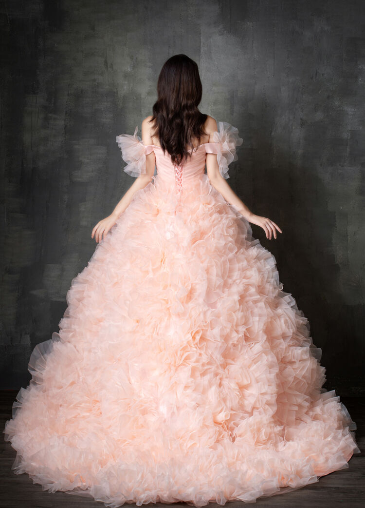 大人気】ピンク✨フリルカラードレス 結婚 前撮り お色直しに