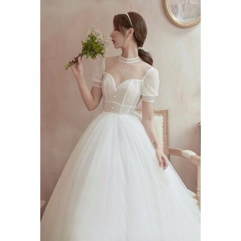 YNS wedding ウエディングドレス＋パニエ＋ベール＋グローブ 4点セット 