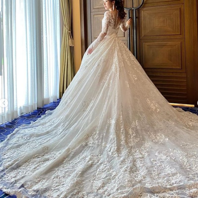 高品質! ウエディングドレス 結婚式 咲き誇る透け花レース 上品 高品質! ウエディングドレス 結婚式 咲き誇る透け花レース 上品