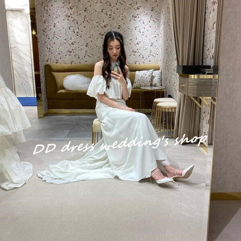 高品質！パーティードレス 花嫁 前撮り オフホワイト オフショル 2次会  