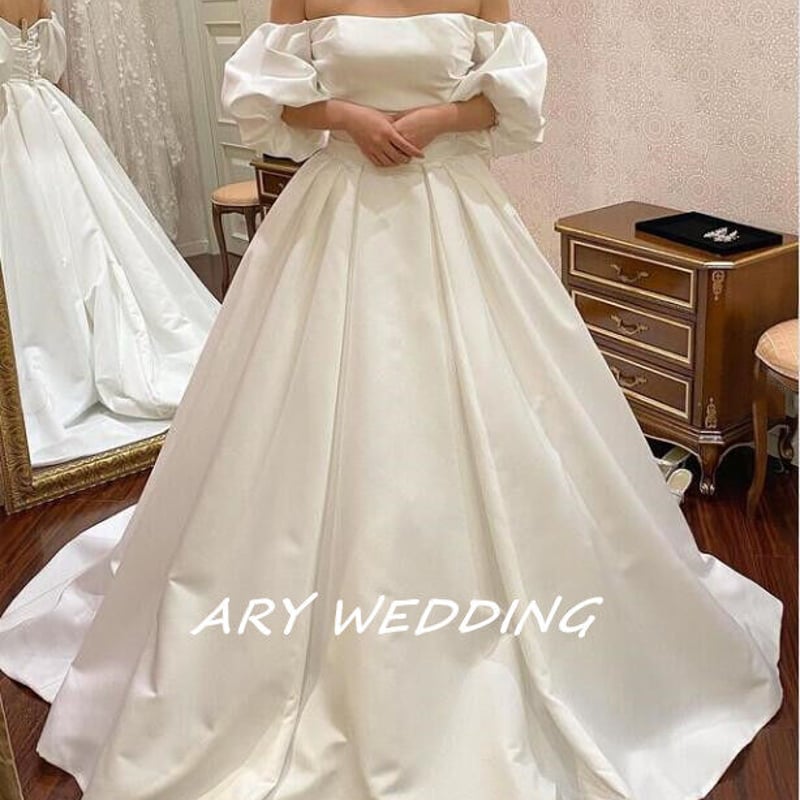 フランス風 オフショル ウエディングドレス プリンセスライン 華やかな  