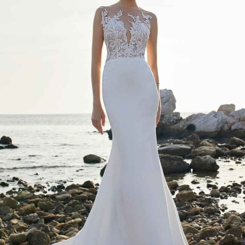 ノースリーブ 美しいバックレース マーメイドライン ロング オフ  