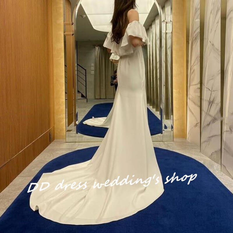 高品質！パーティードレス 花嫁 前撮り オフホワイト オフショル 2次会  