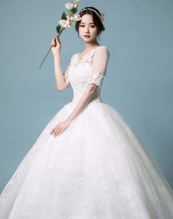 ウエディングドレス ホワイト 繊細レース Vネック V タンク