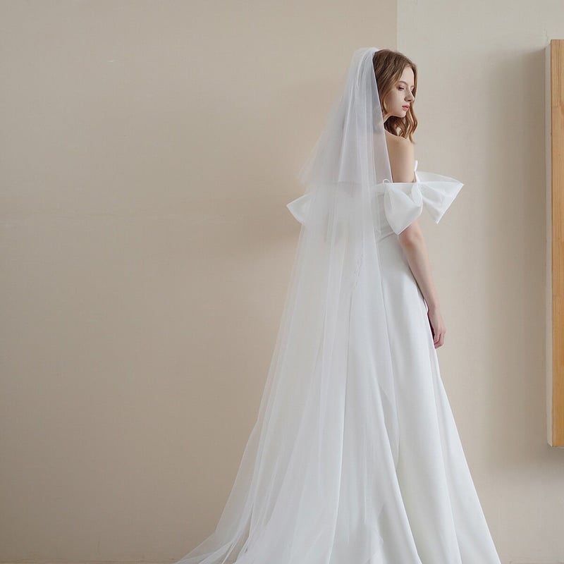 ウェディングドレス オフショル チュール(リボン、ヴェール付き) ウェディングドレス オフショル チュール(リボン、ヴェール付き) 楽天