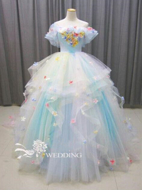 豪華 ベアトップ カラードレス 多色あり 短トレーン プリンセスライン  