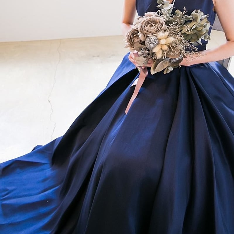 シンプル 華奢 カラードレス Vネックドレス タフタ ロングドレス