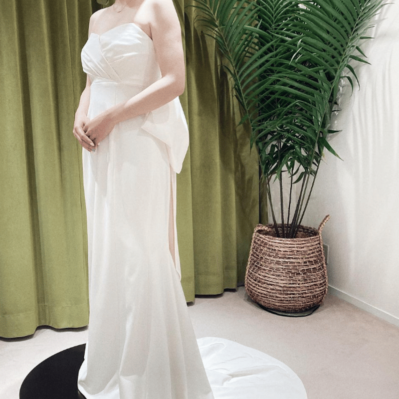 パーティードレス ふっくら柔らかなバックリボン ソフトマーメイド  