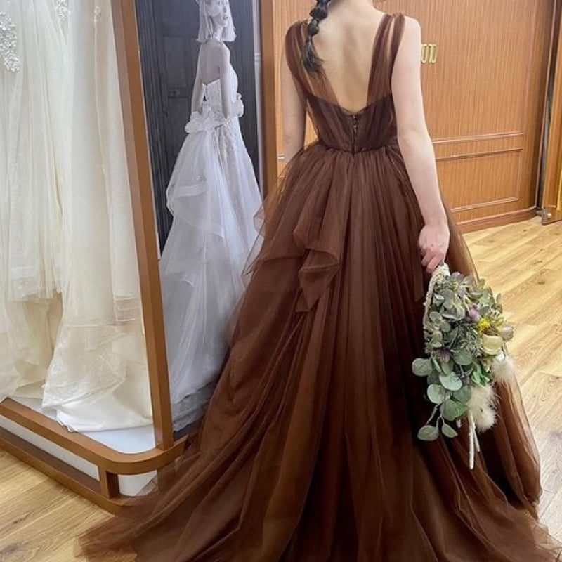 クラシカル カラードレス コーヒーの色 ソフトチュール チュール  