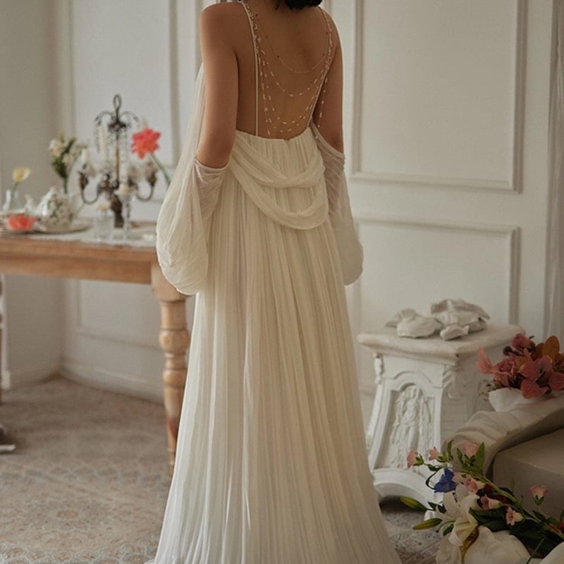 ウエディングドレス 二次会 前撮 プリーツスタイル | David1021k Dress  