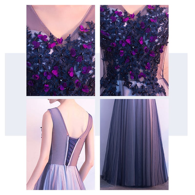 カラードレス 紫青 ソフトチュール Vネック V タンクトップ カラードレス 紫青 ソフトチュール Vネック V タンクトップ