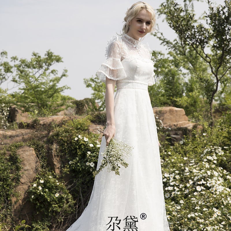 ウエディングドレス ホワイト 半袖 レース | David1021k Dress ウエディングドレス ホワイト 半袖 レース | David1021k Dress