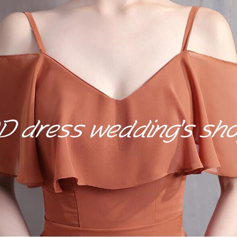 上品！パーティードレス テラコッタ色 キャミソール スレンダーライン  