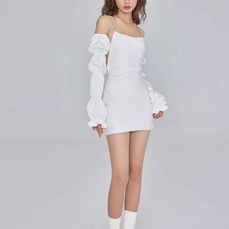 人気上昇 ミニドレス ホルターネック オフホワイト背中見せ セクシー 2  