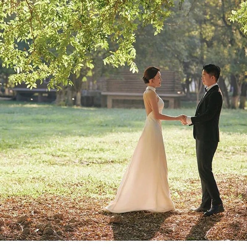 フランス風 背中見せ ウエディングドレス マーメイドライン 前撮り  