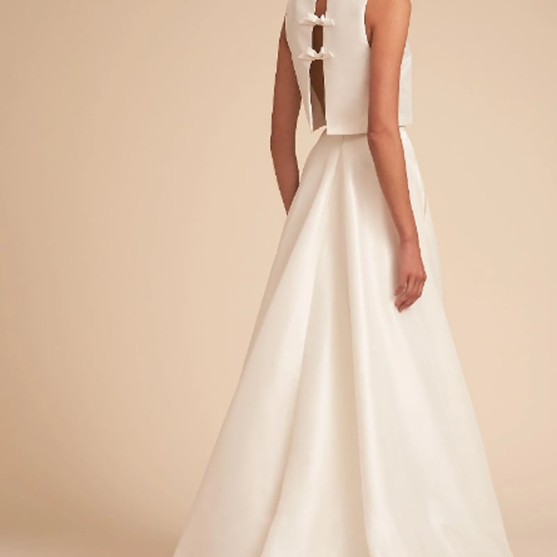 高品質！ ドレス ホワイト ツーピース Aライン 短トレーン  