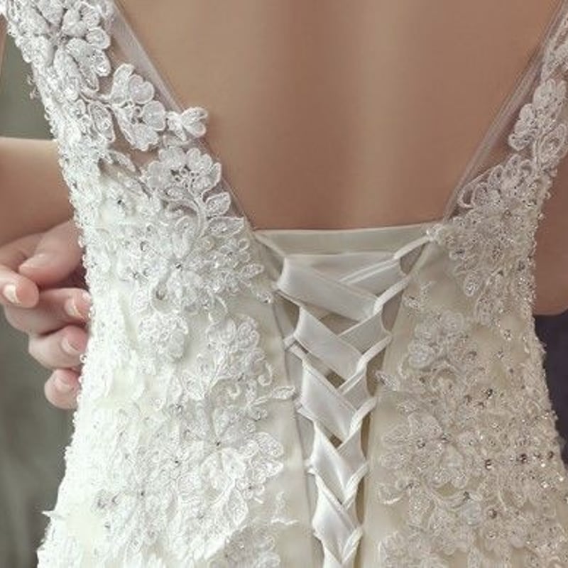 ウエディングドレス ホワイト 上品レース マーメイドライン タンク  