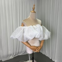 オフショルダー   ホワイト  上質オーガンジー  編み上げ   色直し  花嫁  /ウェディングドレス
