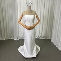ウエディングドレス オフホワイト 繊細なレース  編み上げ+ファスナー   ビスチェドレス  ソフトマーメイドライン 結婚式