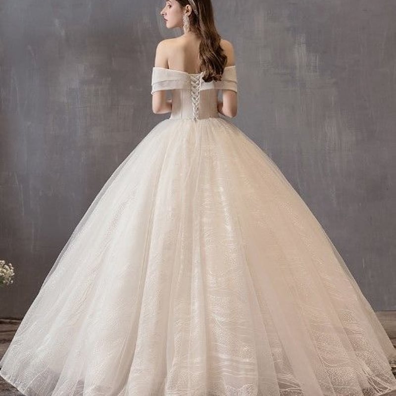 ウエディングドレス ホワイト 上質オーガンジー プリンセスライン