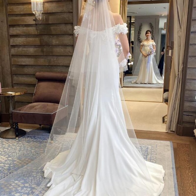 パーティードレス オフショルダー マーメイドライン リボン クレープ  