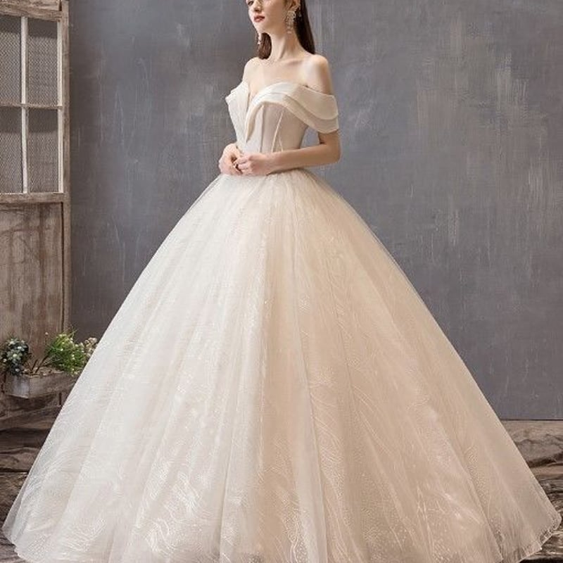 ウエディングドレス ホワイト 上質オーガンジー プリンセスライン