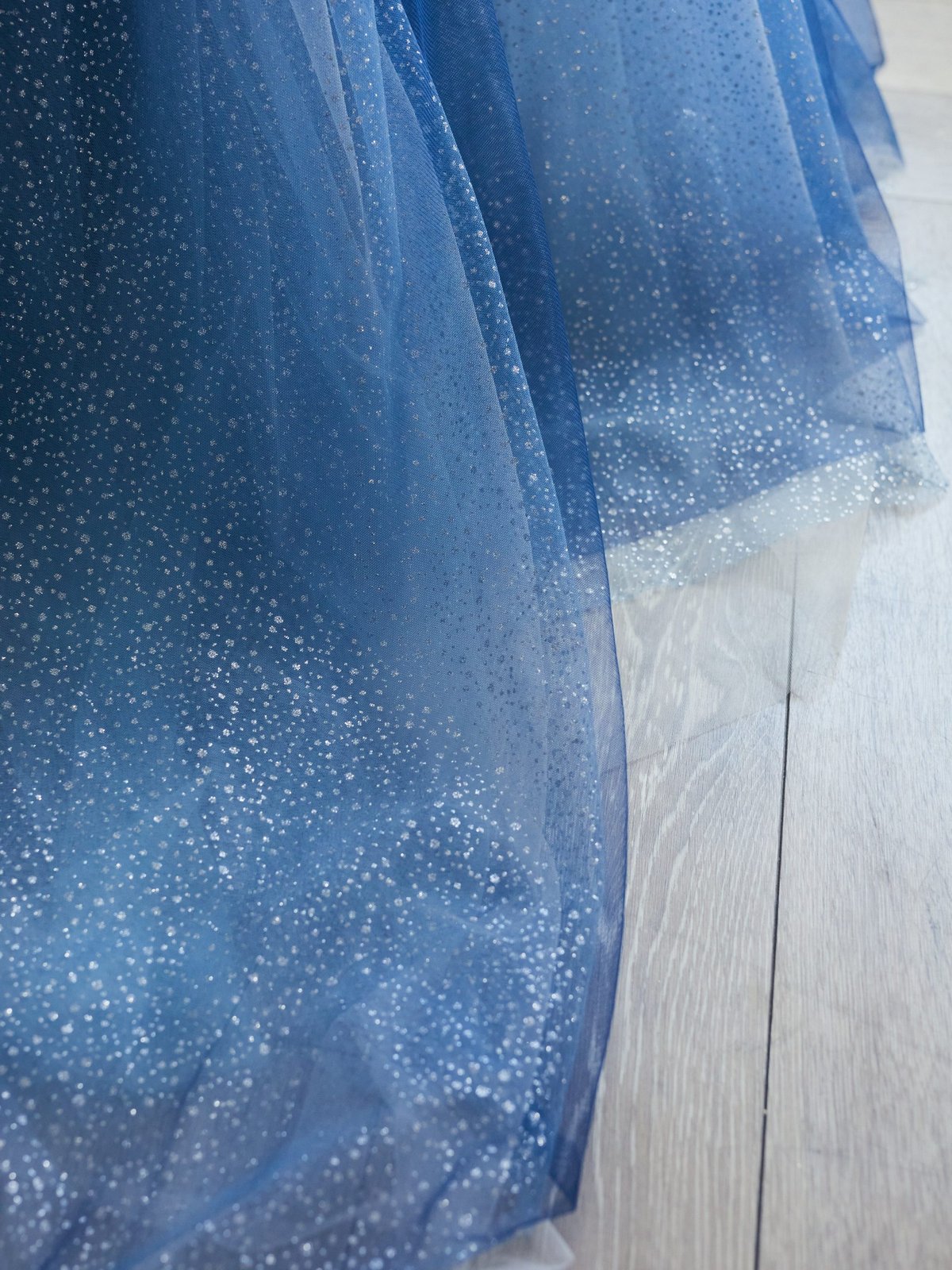 カラードレス ネイビー サッシュベルト キラキラグリッターチュール  