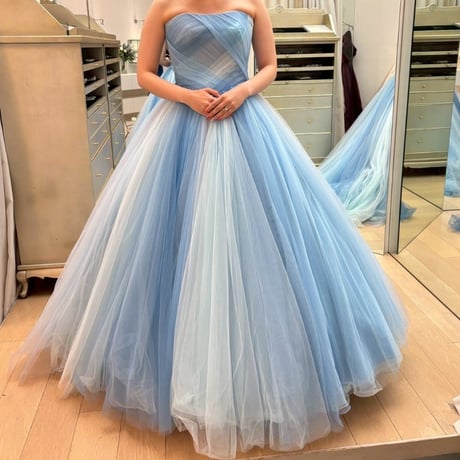 カラードレス  爽やかで優しいブルー   グラデーションドレス    編み上げ   ソフトチュール   ビスチェドレス   花嫁