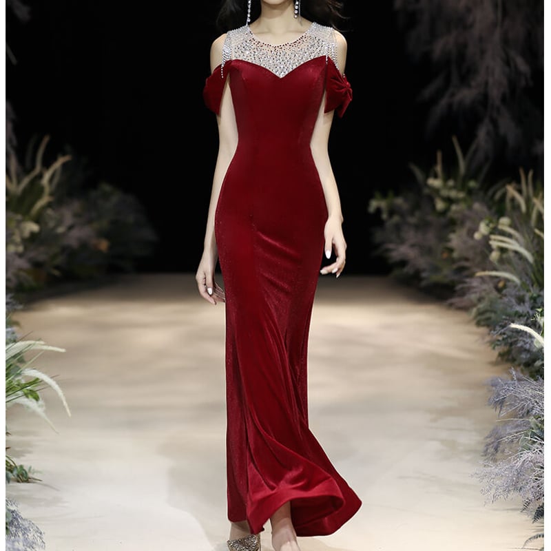 大人気上昇 パーティードレス マーメイドライン ハンドビーディング 2  