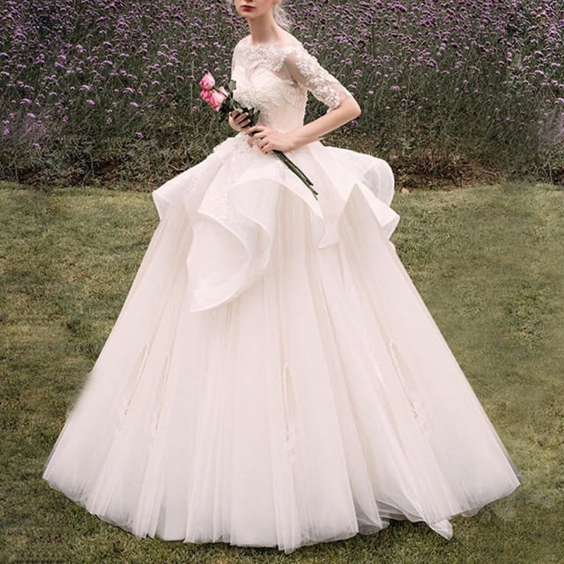 高級、優雅なウェディングドレス、ホワイト 高級、優雅なウェディングドレス、ホワイト ドレスワンピース