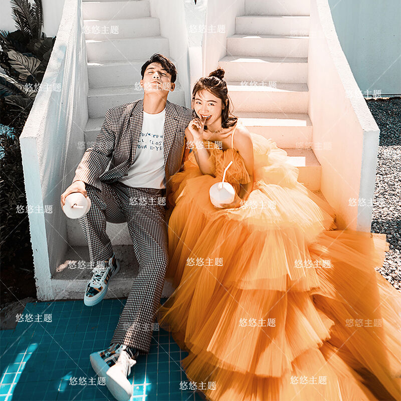 高品質！カラードレス イエロー プリンセスライン フレアスカート 憧れ  