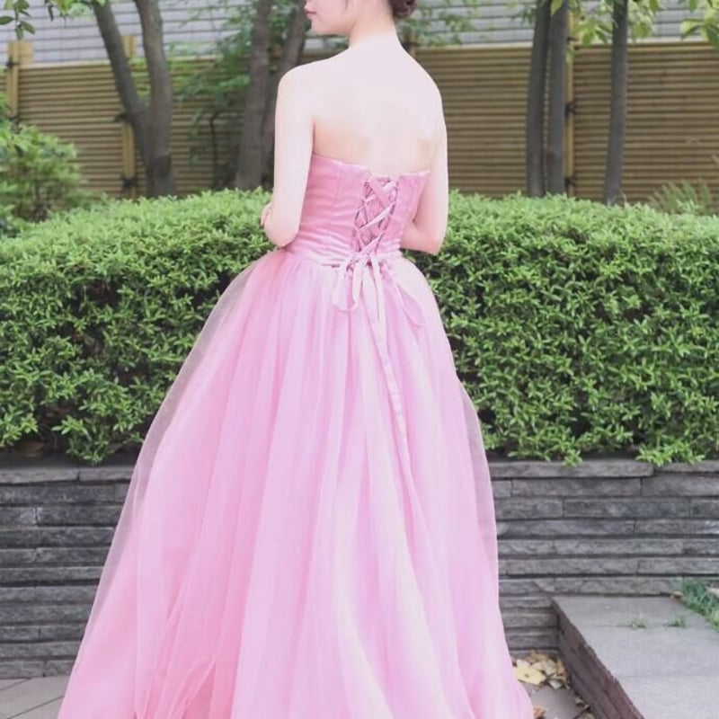 送料無料！豪華！カラードレス ピンク ソフトチュール 華やかな  