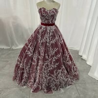 カラードレス ボルドー色 リーフ刺繍  サッシュベルト  ビスチェドレス  ロング  花嫁 前撮り