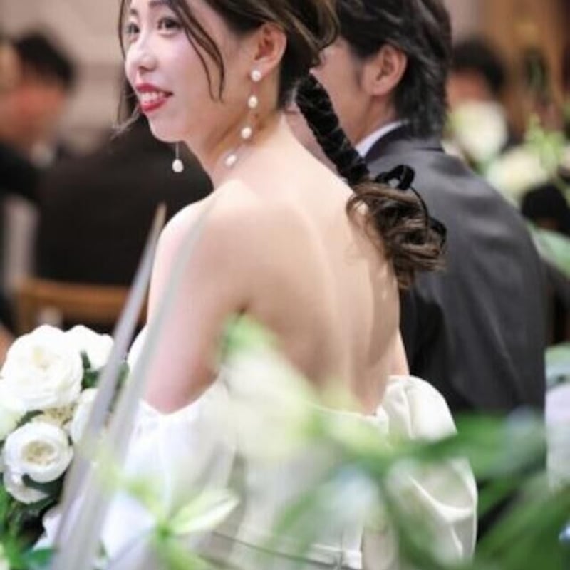 フランス風 ベアトップ ウエディングドレス 前撮り 取り外し可能 姫袖  