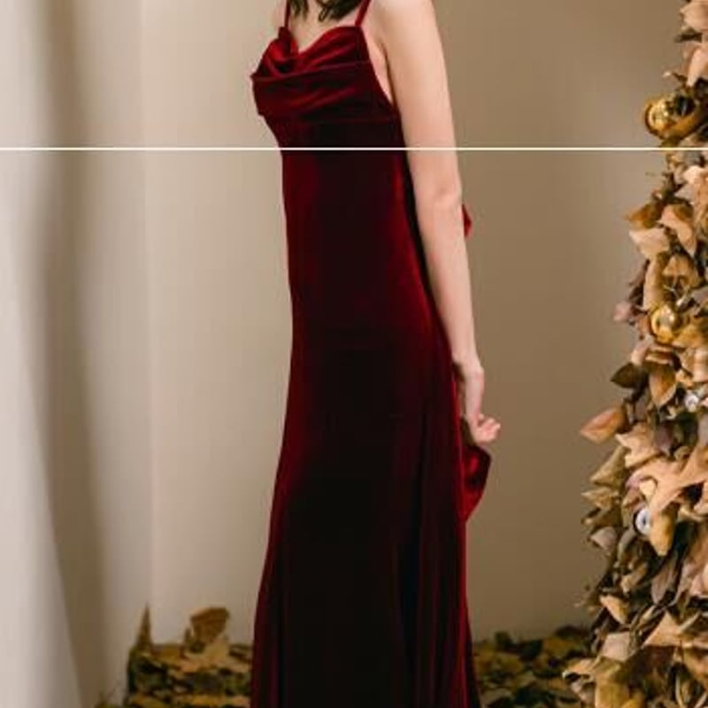 美品！パーティードレス ワインレッド 高級ベロア マーメイドライン  