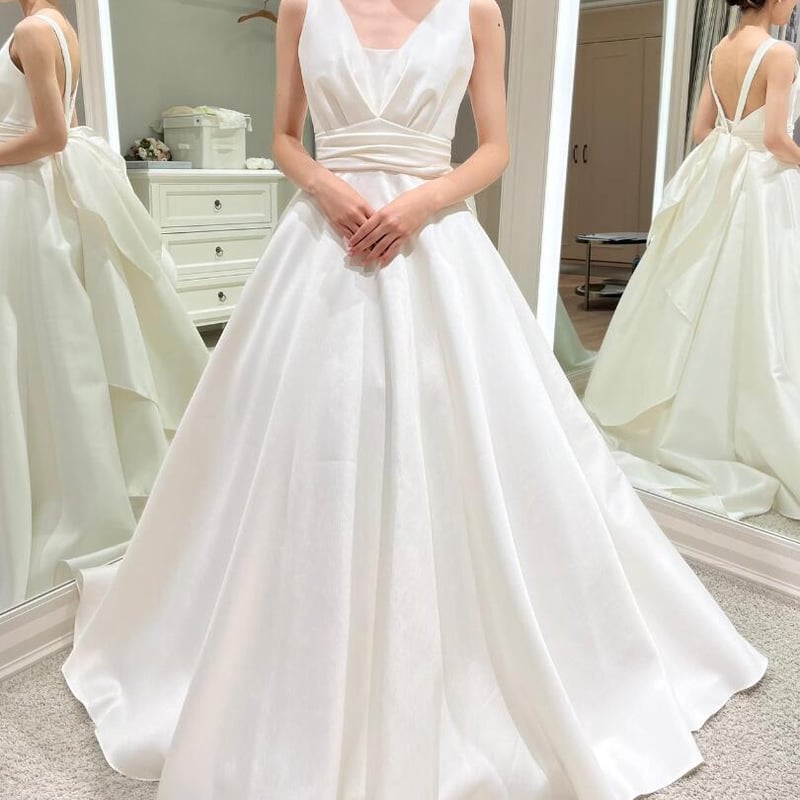 パーティードレス キャミソール ラッフルフリル Vネックドレス バック  