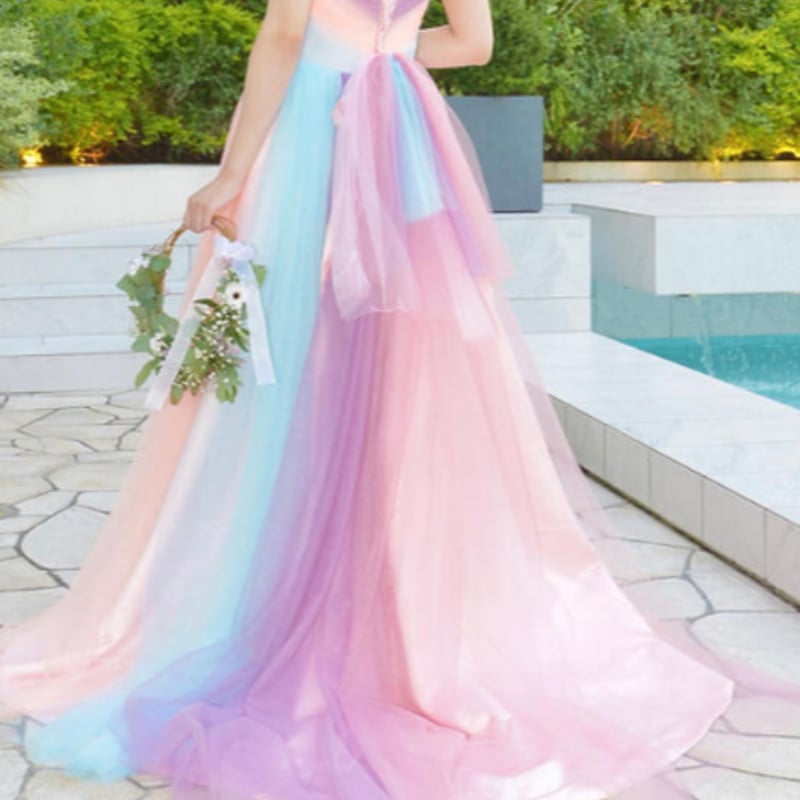 美品！ カラードレス レインボー 花嫁 結婚式 二次会 お色直し ベア  