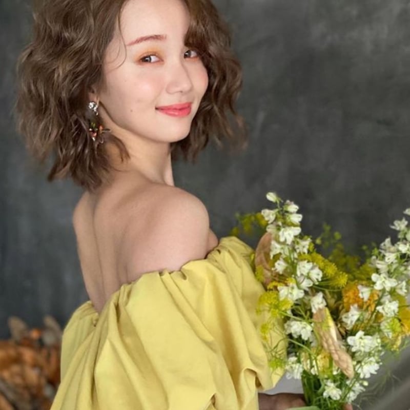 エレガント カラードレス イエロー オフショルダー 挙式 前撮 花嫁  