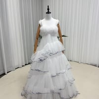 カラードレス 青+純白 キャミソール  もこもこド ファスナー ロング 花嫁 前撮り