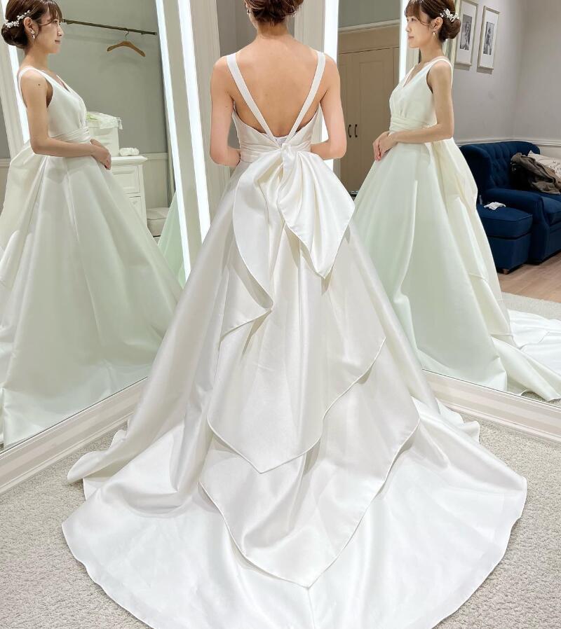 パーティードレス キャミソール ラッフルフリル Vネックドレス バック  