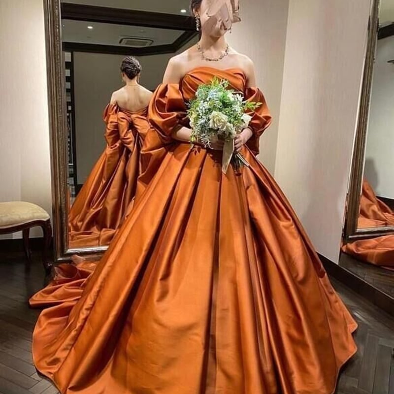 ウェディングドレス   オレンジ   ベアトップ     前撮り結婚式/披露宴レディース
