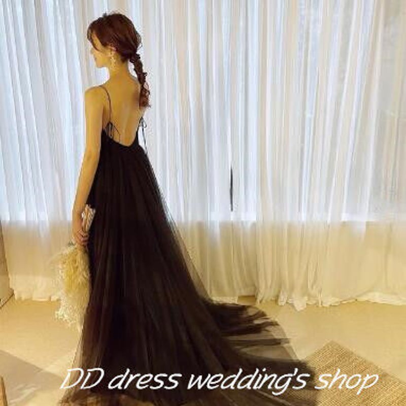 パーティードレス ブラック キャミソール 無くなら 背中見せ  