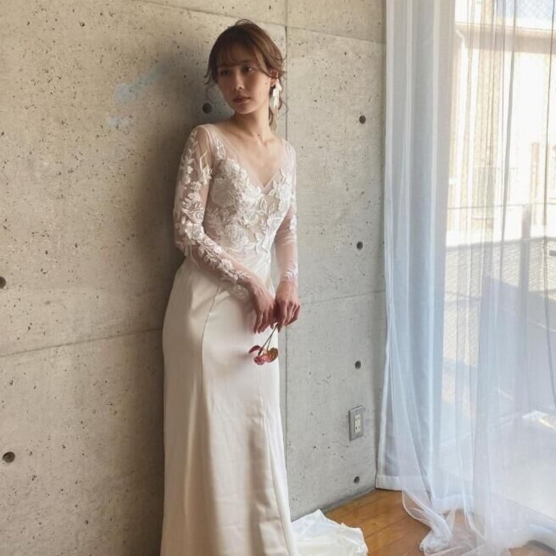 ウエディングドレス ソフトマーメイド ロングスリーブ ロングスリーブ チューブトップソフトマーメイドウエディング